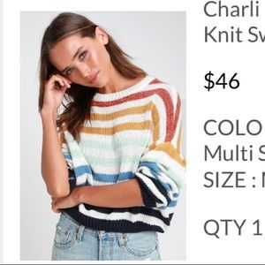 Lulus multicolored striped sweater size M